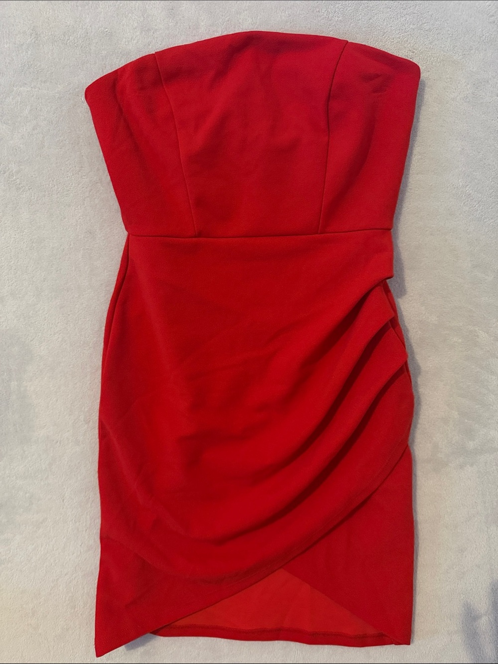Strapless Red Ruched Cocktail Dress